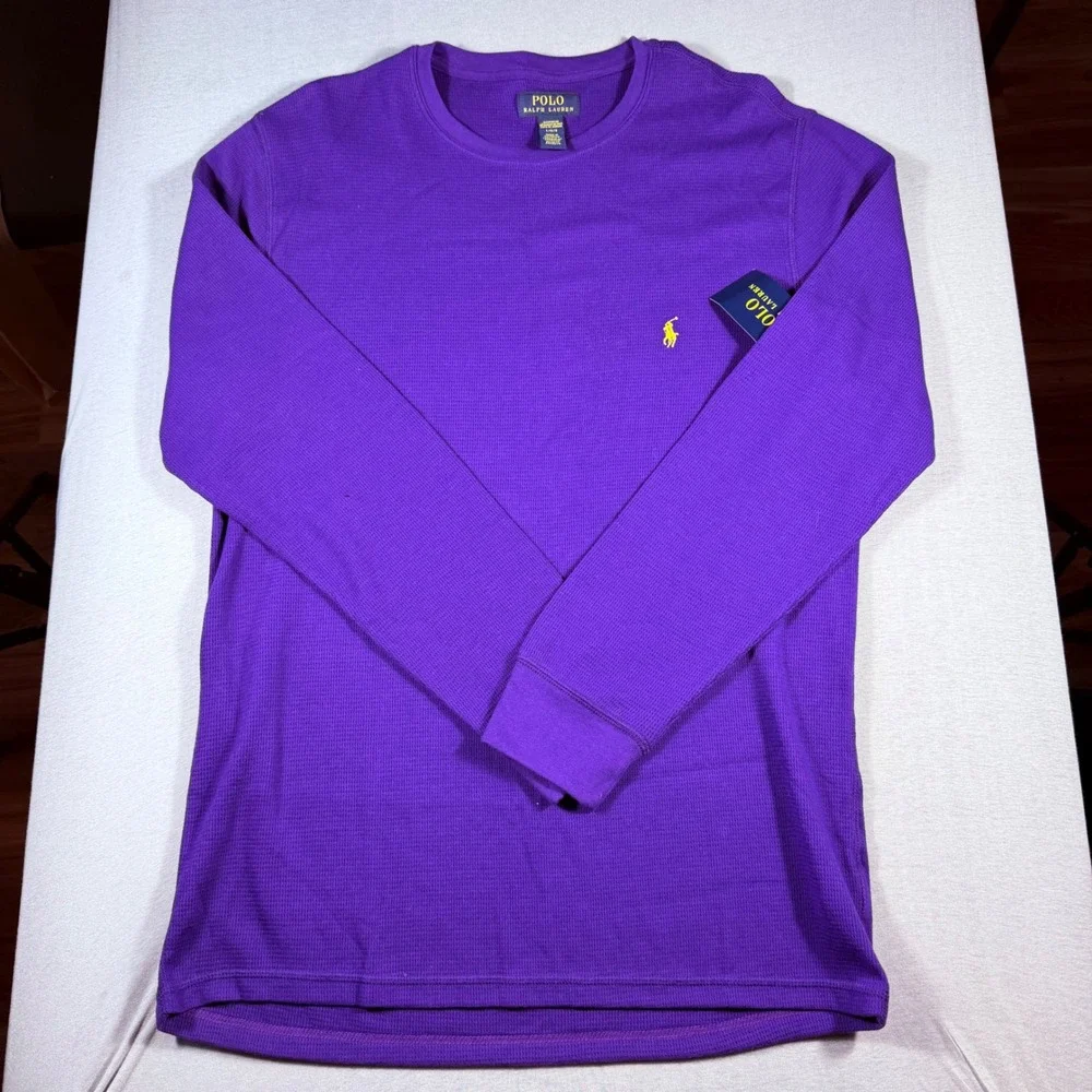 NEW Polo Ralph Lauren Mens Purple Waffle Knit Thermal Sleepwear Top Large NWT